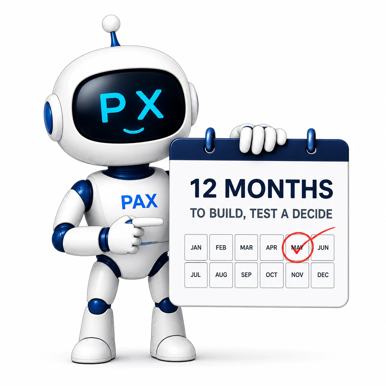 Pax holding a 12-month calendar for the provisional conversion window